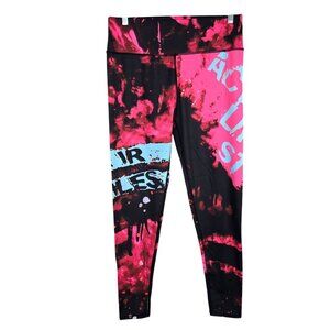Womens Multicolor Abstract High Waisted Leggings Activewear Polyester Blend XL